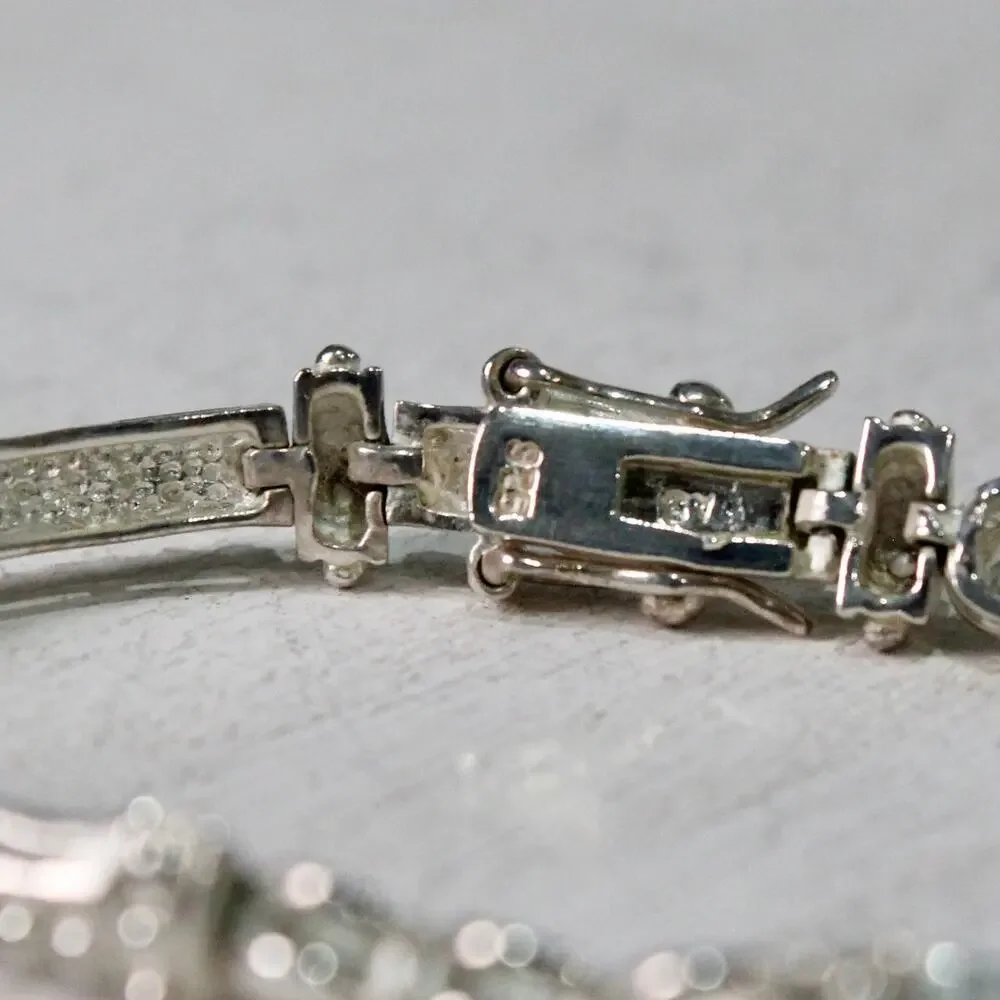 Vintage Women's Sterling Silver 925 & Cubic Zirconia CZ Tennis Bracelet - Picture 10 of 10